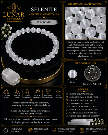 Selenite Bracelet – 7.5" Elastic Bracelet