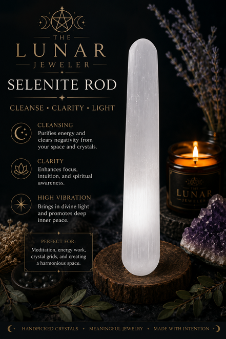6-7" Natural Selenite Rod for Energy Cleansing