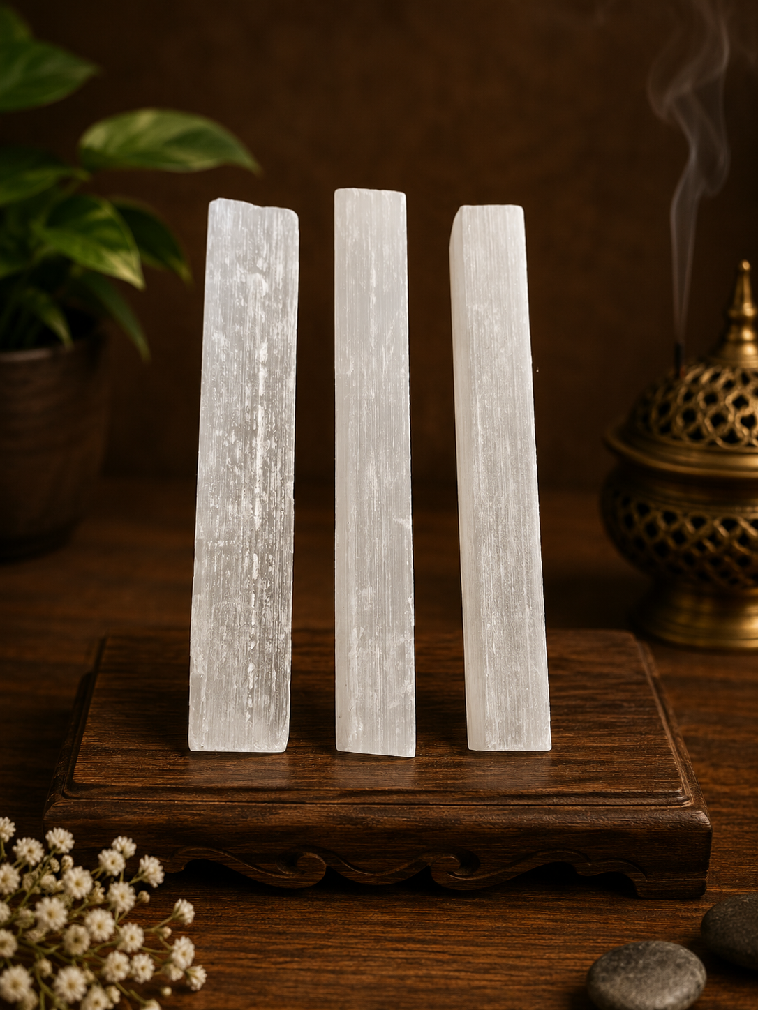 4" Satin Spar Selenite Sticks | Natural Selenite Crystals
