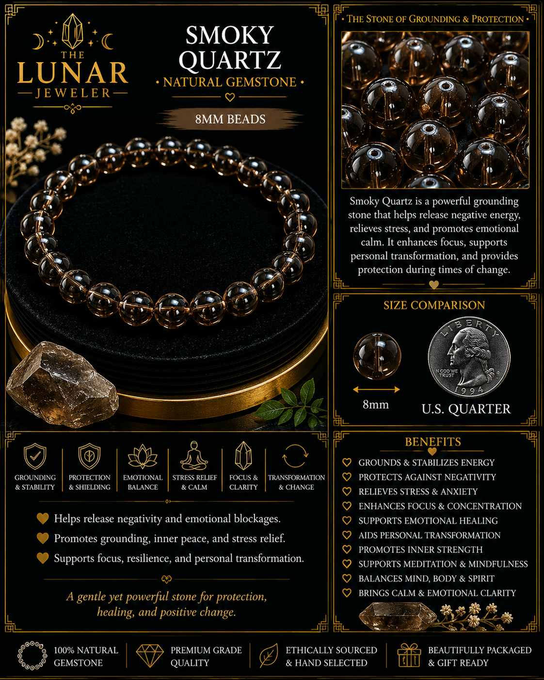 Smoky Quartz Bracelet – 7.5