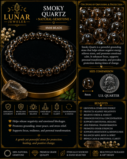 Smoky Quartz Bracelet – 7.5" Elastic Bracelet
