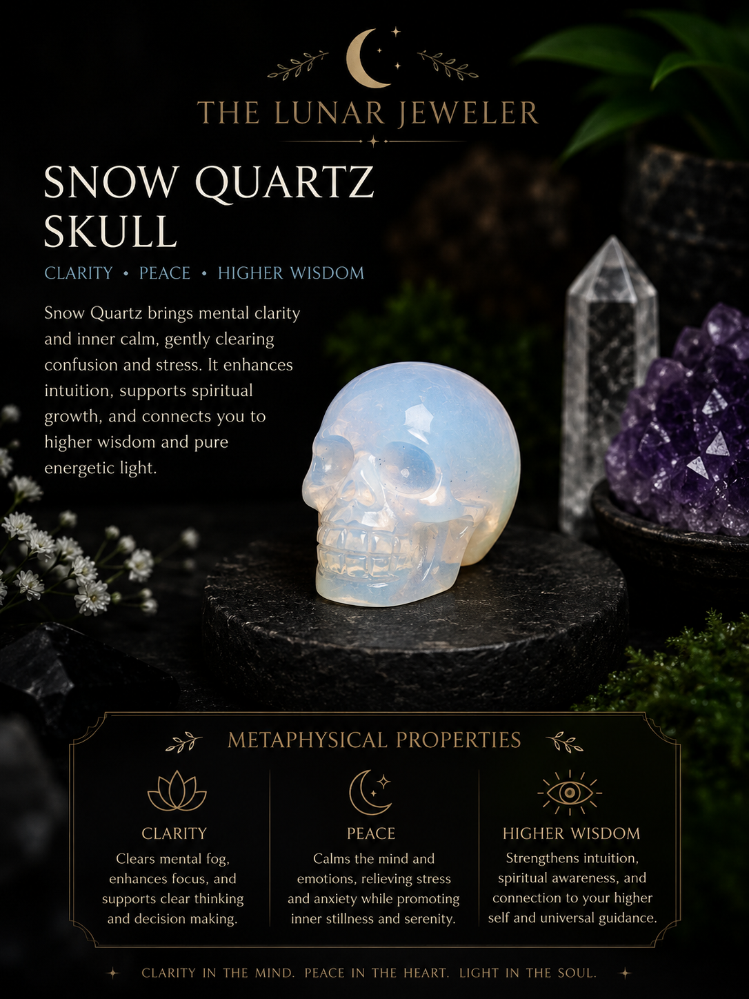 Crystal Skull Carving – Hand-Carved Natural Gemstone Skull
