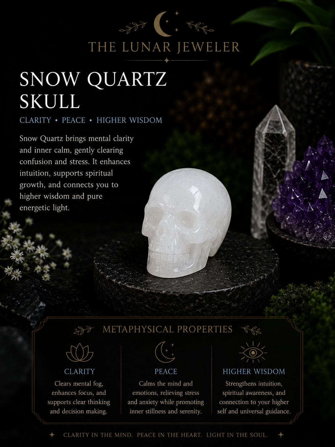 Crystal Skull Carving – Hand-Carved Natural Gemstone Skull