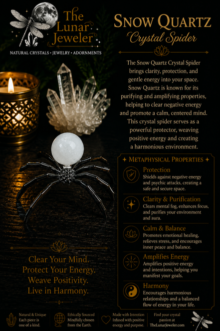 Crystal Spider – Natural Crystal Spider Carving with Zinc Alloy Body