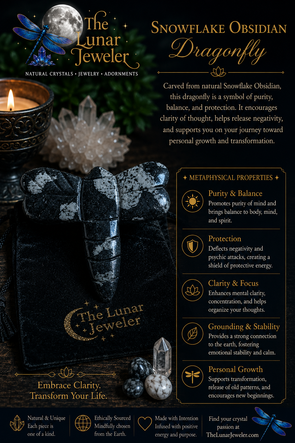 Hand-Carved Crystal Dragonfly – Natural Gemstone Dragonfly Carving