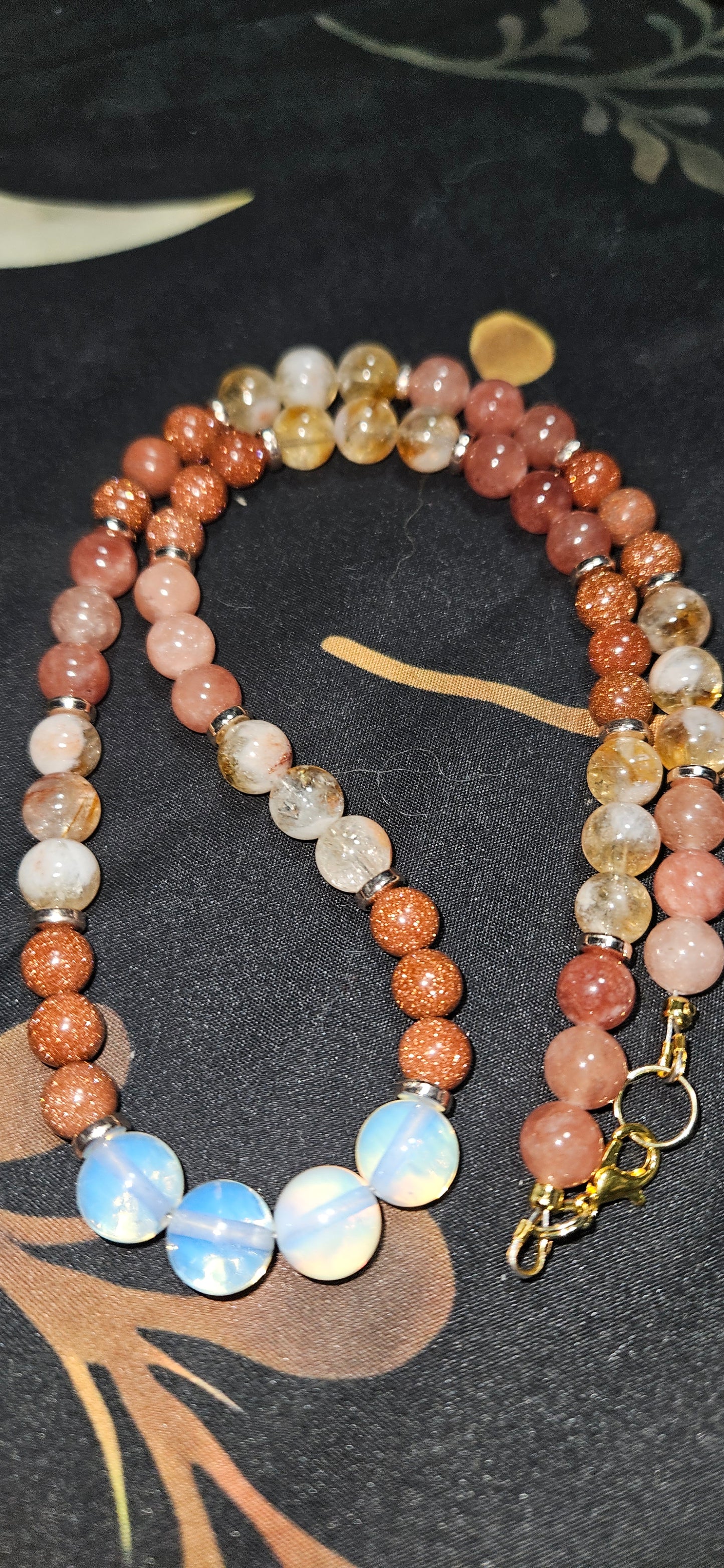 Sunstone, Golden Sandstone, Citrine necklace with Opalite
