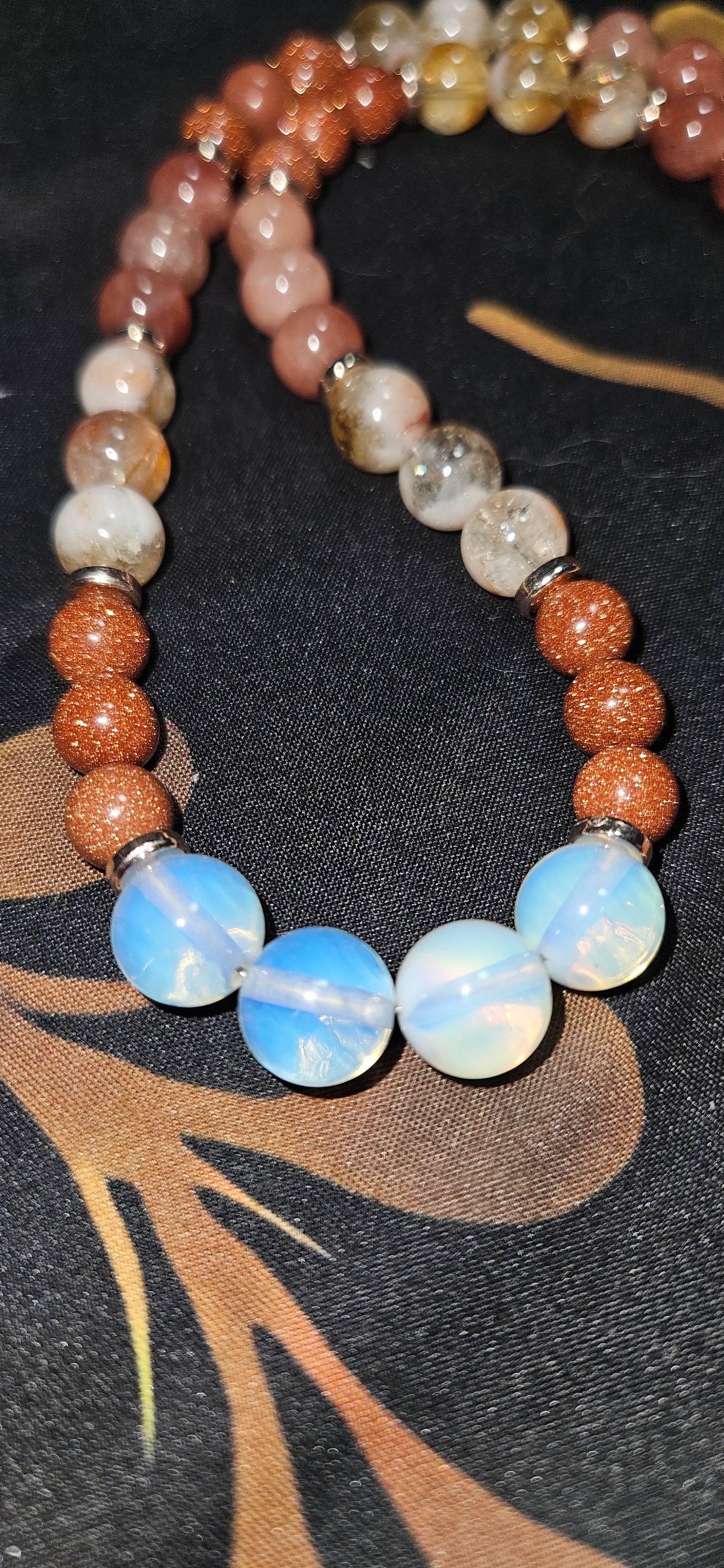 Sunstone, Golden Sandstone, Citrine necklace with Opalite
