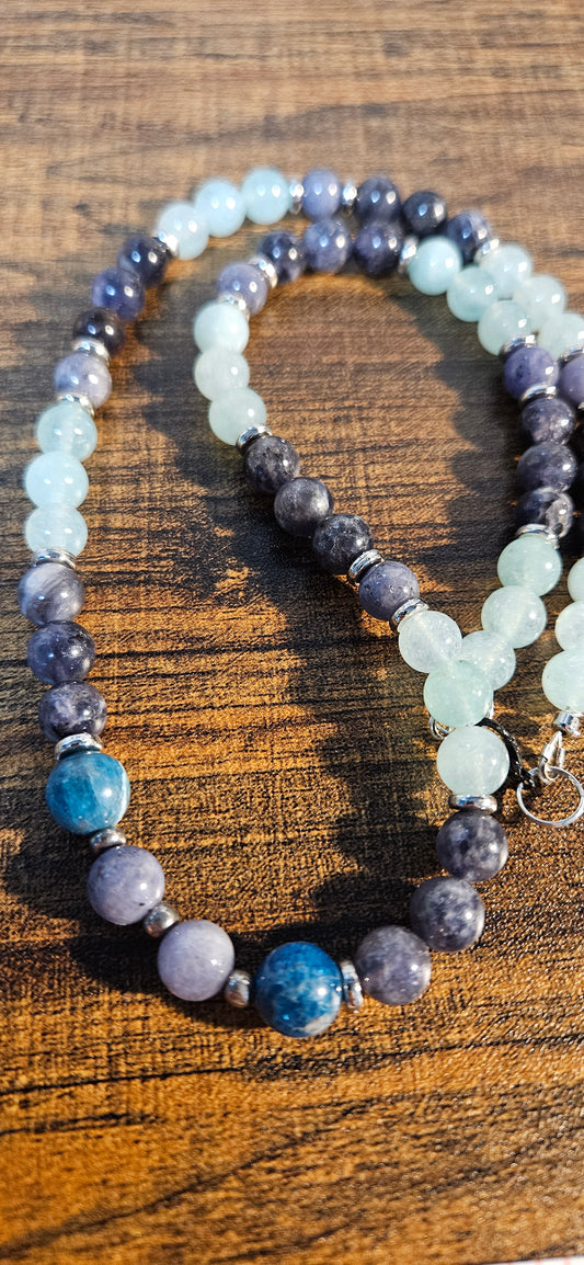 Tanzanite, Iolite A, Angelite necklace