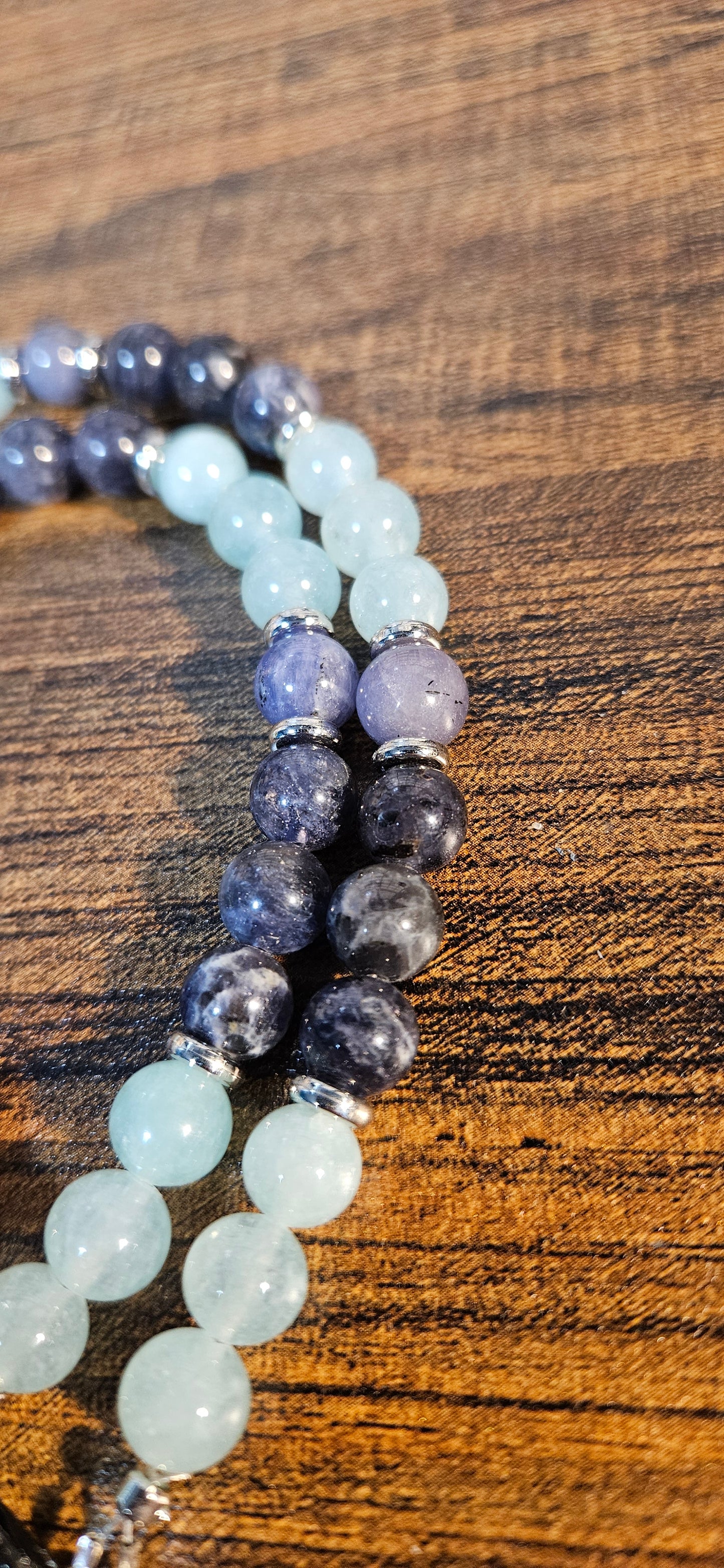 Tanzanite, Iolite A, Angelite necklace
