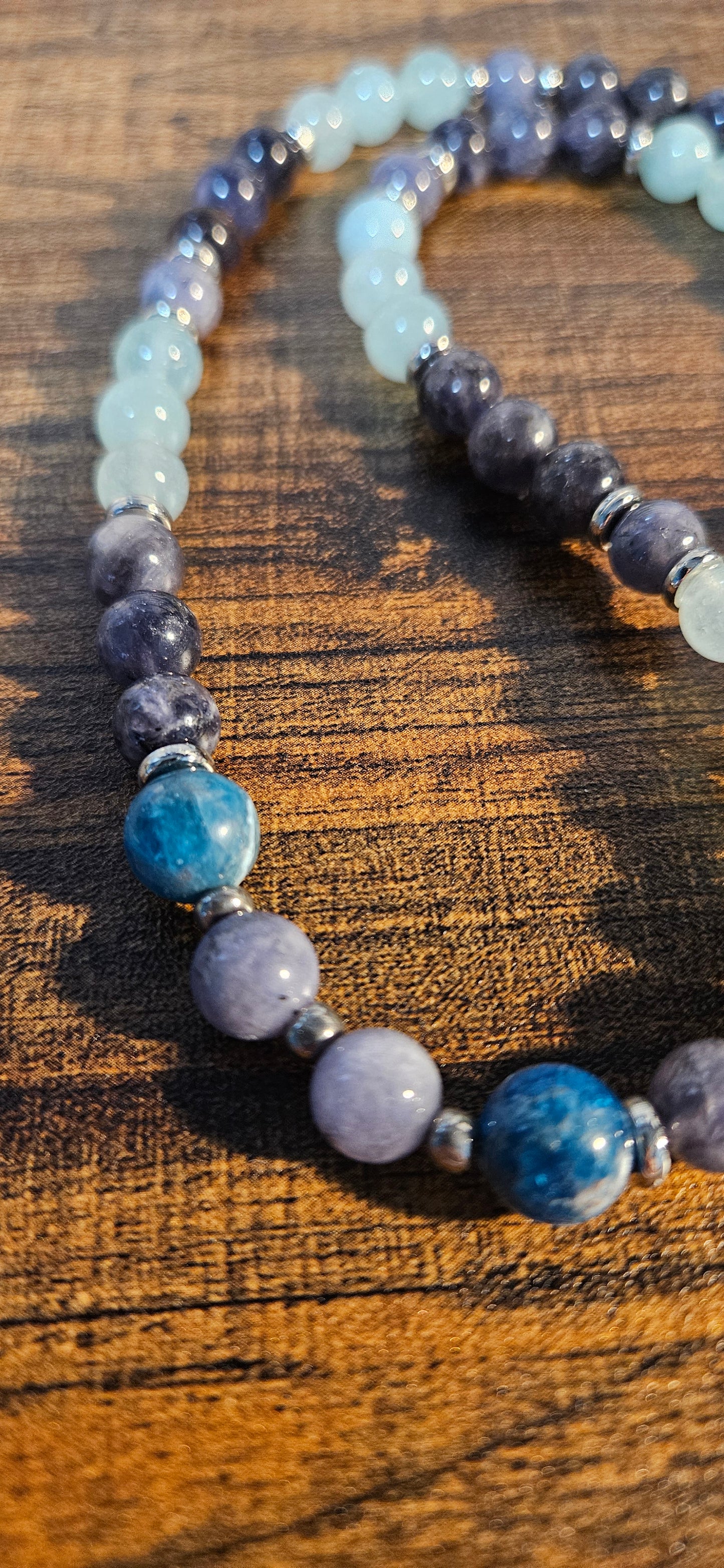 Tanzanite, Iolite A, Angelite necklace