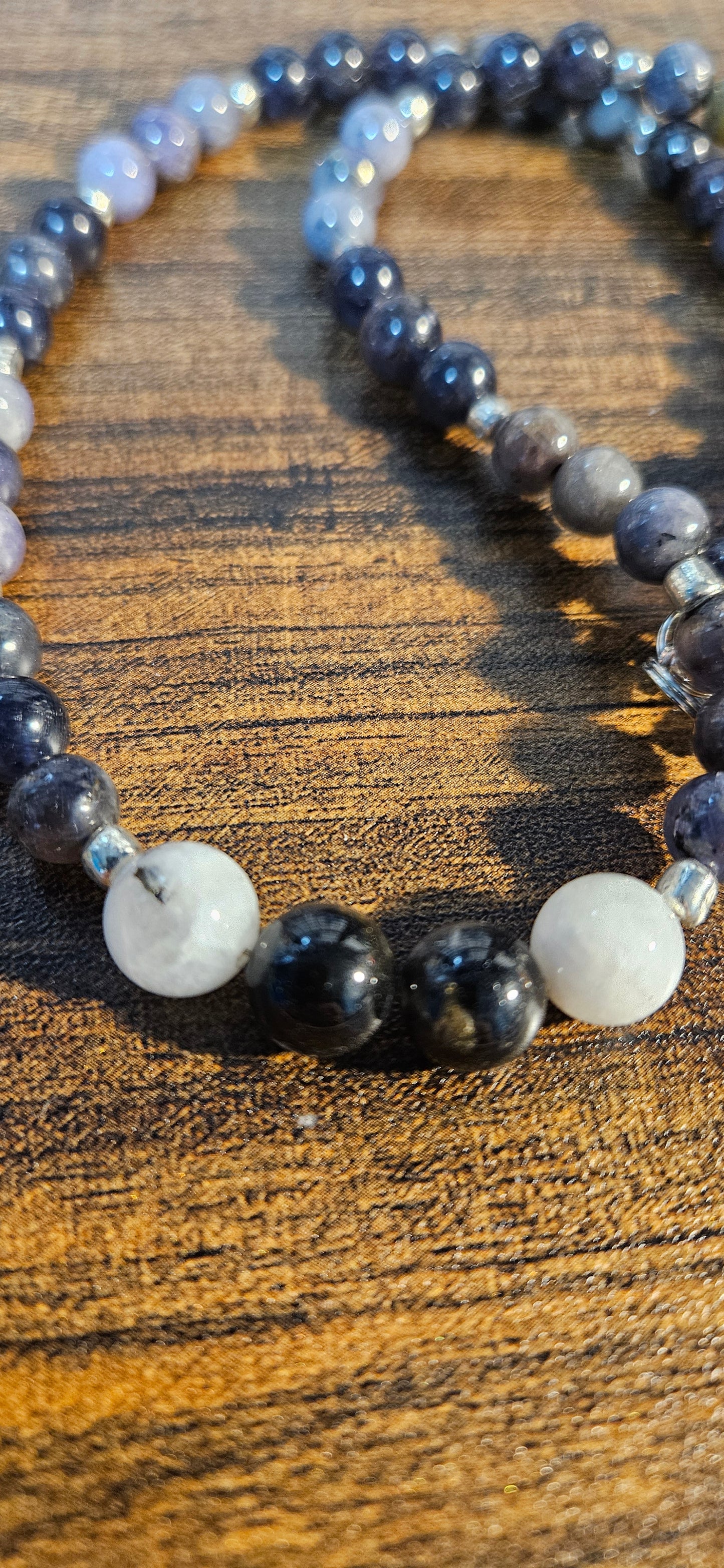 Tanzanite, Iolite, Moonstone and Black Tourmaline Necklace