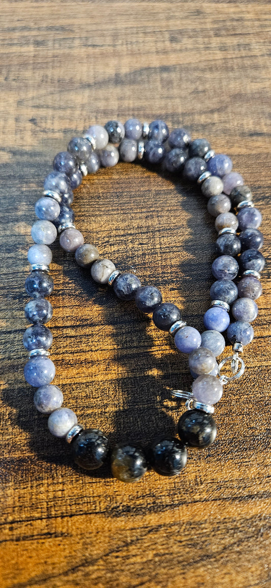 Tanzanite, Iolite and Black Tourmaline Necklace