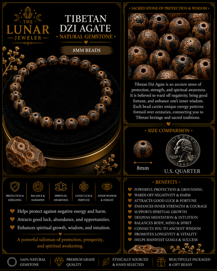 Tibetan Dzi Agate Bracelet – 7.5" Elastic Bracelet
