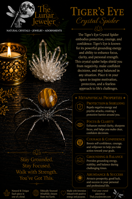 Crystal Spider – Natural Crystal Spider Carving with Zinc Alloy Body