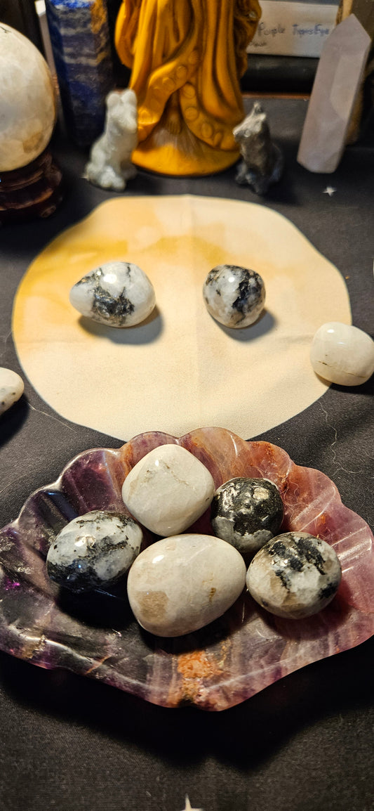 Tourmalated Moonstone Tumbled Crystals