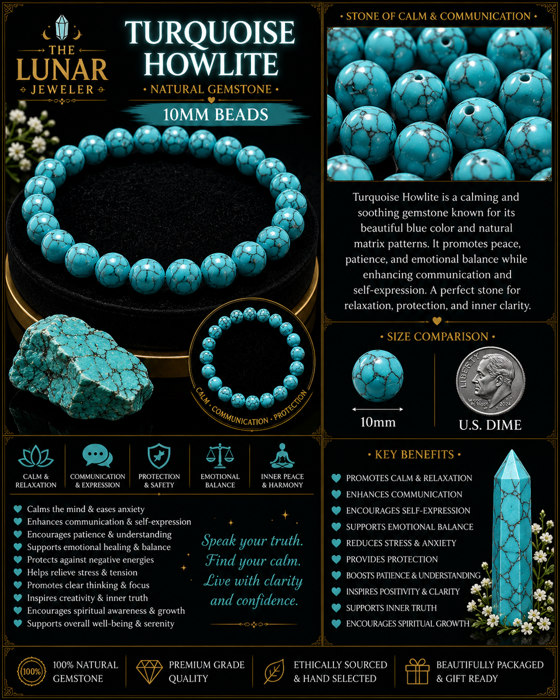 Turquoise Howlite Bracelet – 7.5