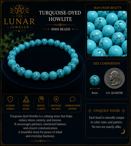 Turquoise Howlite Bracelet – 7.5" Elastic Bracelet