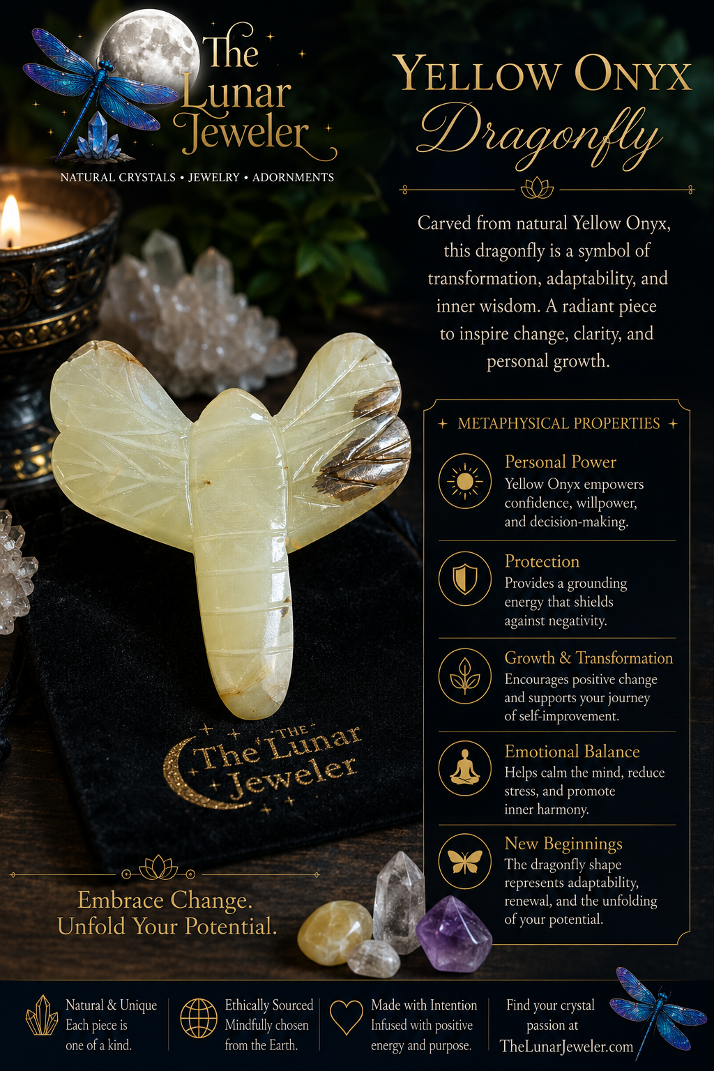 Hand-Carved Crystal Dragonfly – Natural Gemstone Dragonfly Carving