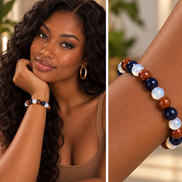 Blue Sandstone, Gold Sandstone & Opalite Bracelet – 7.5