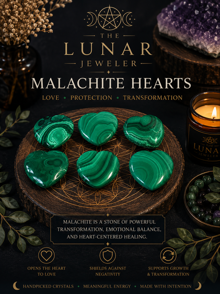 Malachite Heart Carving | Natural Crystal Heart