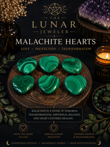 Malachite Heart Carving | Natural Crystal Heart