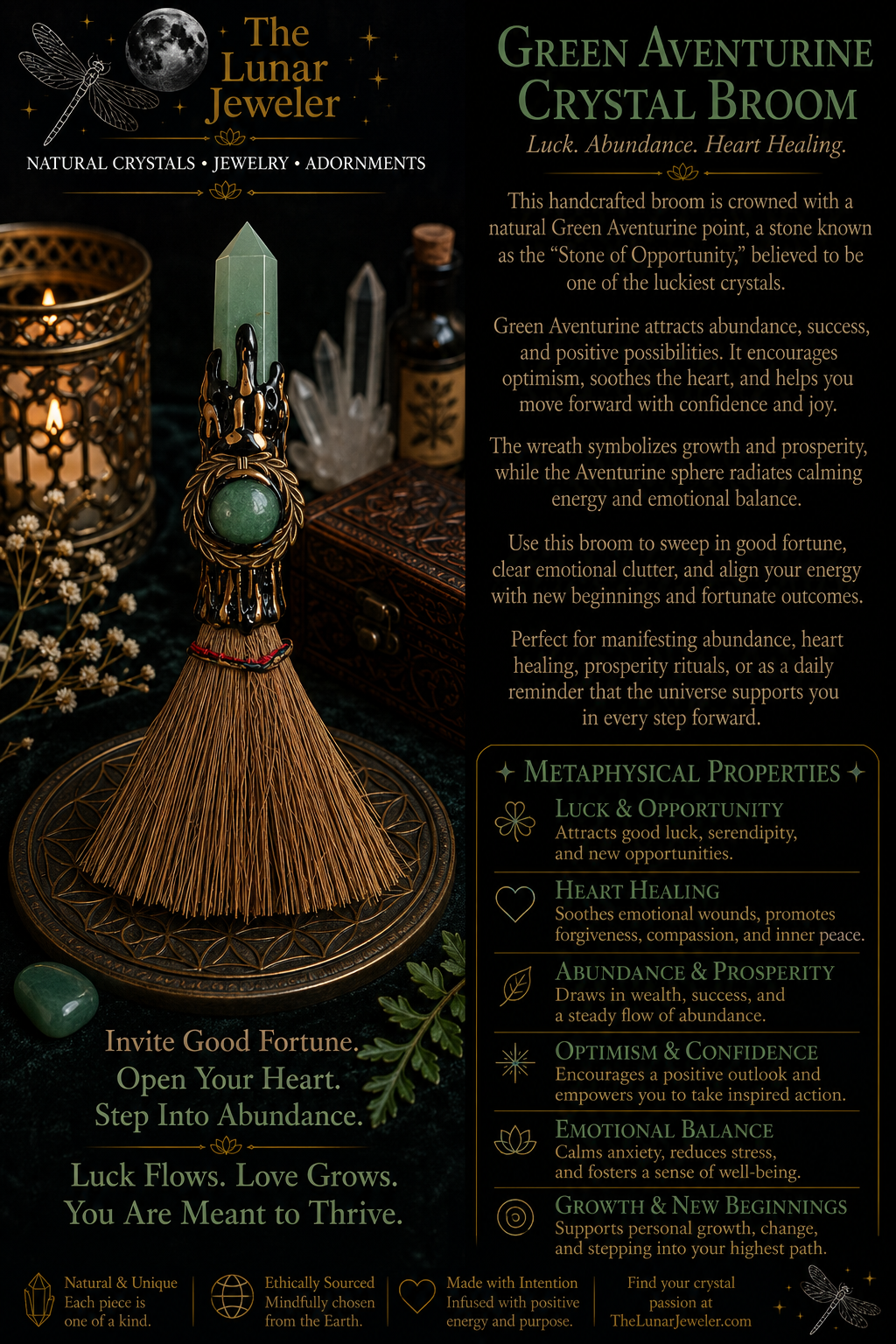 Crystal Broom – Hand-Carved Natural Gemstone Broom