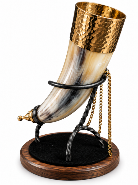 Hand-Carved Viking Drinking Horn – Natural Water Buffalo Horn