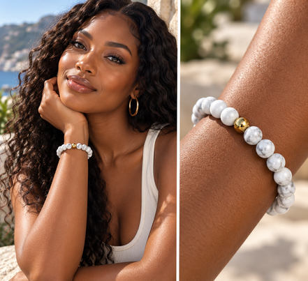 Howlite Bracelet – 7.5" Elastic Bracelet
