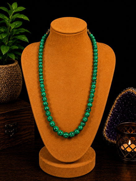 Malachite Beaded Necklace – 22" Steel Wire Necklace