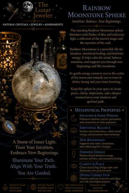 Rainbow Moonstone Sphere – Genuine Natural Crystal Sphere
