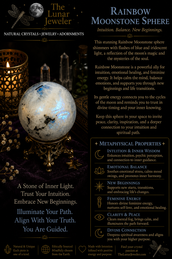 Rainbow Moonstone Sphere – Genuine Natural Crystal Sphere