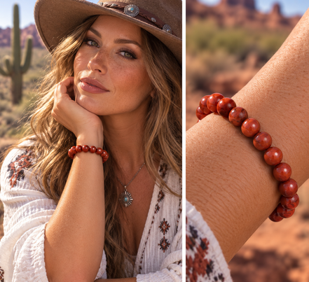 Red Jasper Bracelet – 7.5" Elastic Bracelet