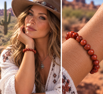 Red Jasper Bracelet – 7.5" Elastic Bracelet
