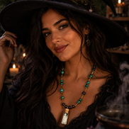 Serpentine & Smoky Quartz Necklace with Genuine Ball Python Shed Bottle Charm – 22